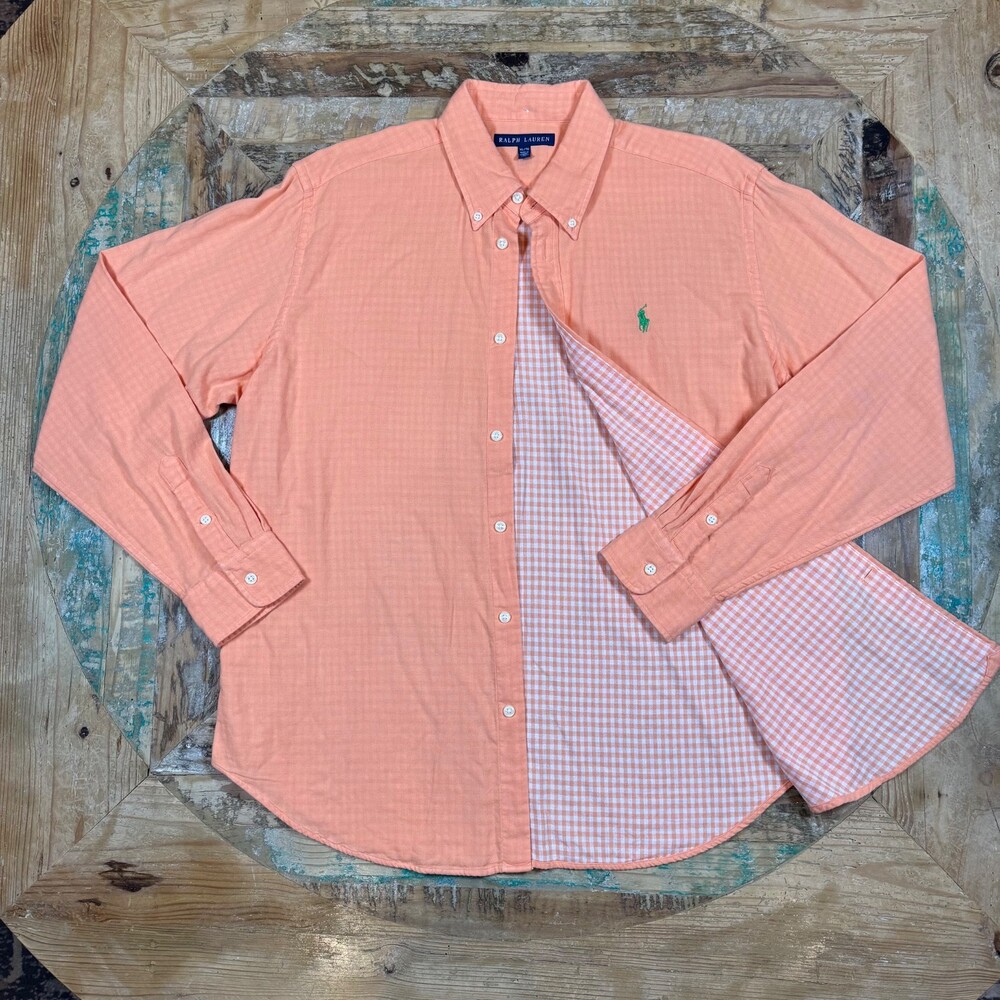 Vintage Polo Ralph Lauren Double Layer button down XL Green pony gingham preppy